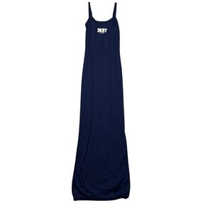 Y2K DKNY Navy Blue Slit Maxi Dress 2000s Size Small